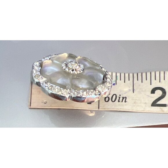 Vintage Replica SINGLE Clip On Earring Italy Lucite CZ Silver Tone Replacement - Picture 6 of 7